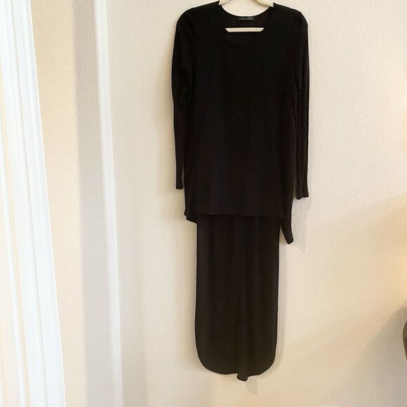 Zara W&B Size M Black Sweater Women Top Blouse Long Back Stylish Tail Modern - Picture 8 of 10